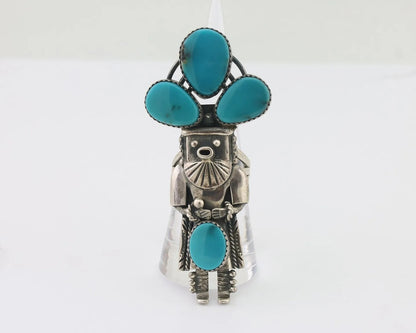 Navajo Kachina Ring 925 Silver Turquoise Artist Signed Broken Arrow C.80's