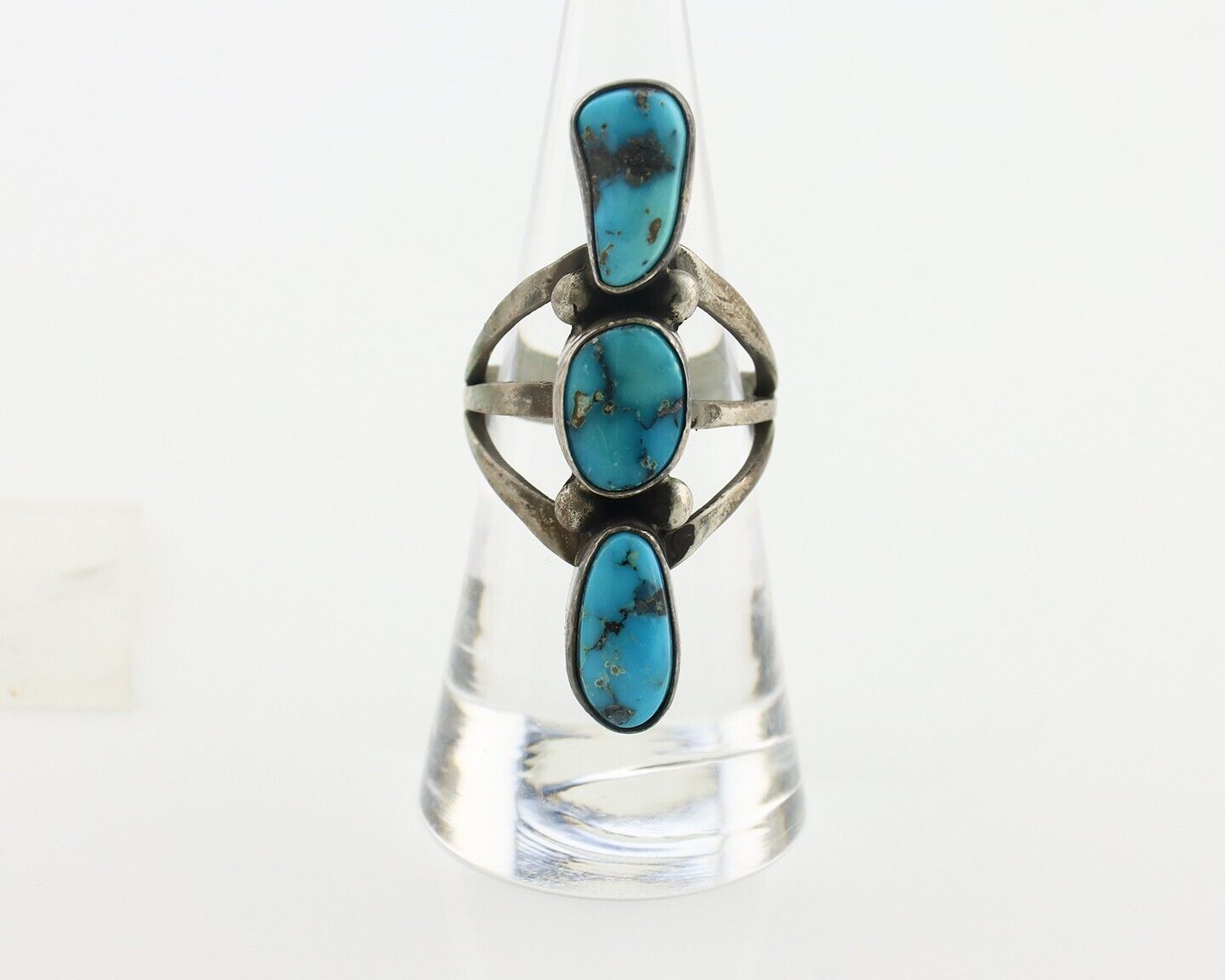 Navajo Ring 925 Silver Natural Blue Turquoise Native American Artist C.80's
