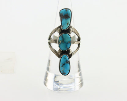 Navajo Ring 925 Silver Natural Blue Turquoise Native American Artist C.80's