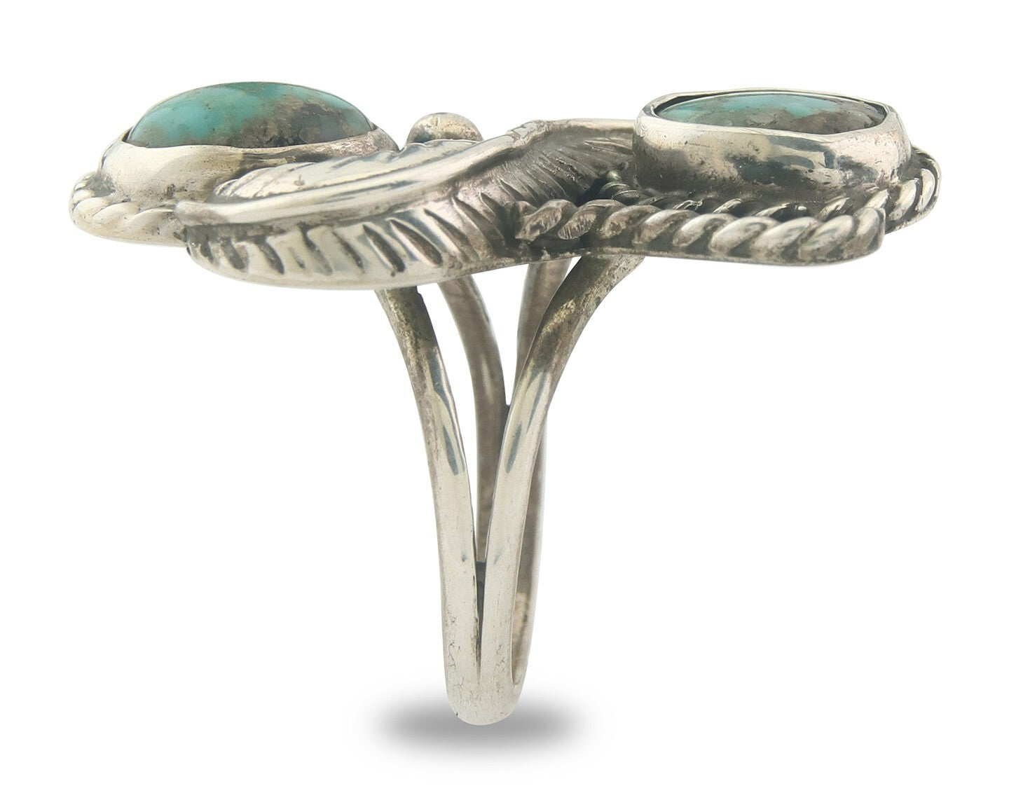Vintage Navajo Ring 925 Sterling Authentic Traditional Turquoise Size 8.0