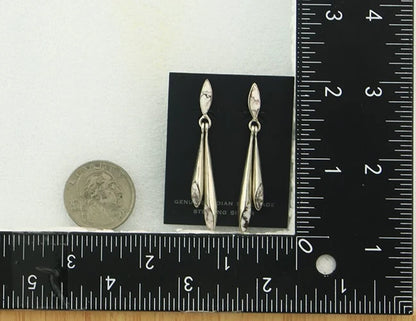 Navajo Dangle Earrings Sterling Silver Buffalo Turquoise Vintage Handmade