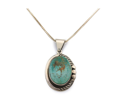 Navajo Necklace Sterling Silver Authentic Turquoise Vintage Signed Sunrise