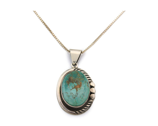 Navajo Necklace Sterling Silver Authentic Turquoise Vintage Signed Sunrise