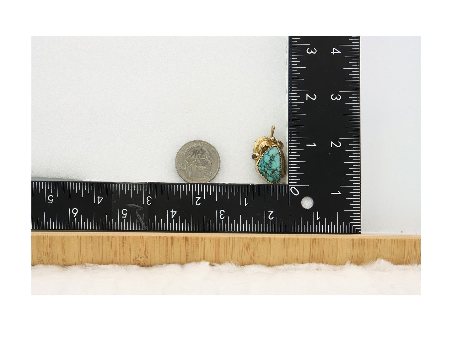 Navajo Pendant Sterling Silver & Gold Natural Blue Turquoise Signed VC