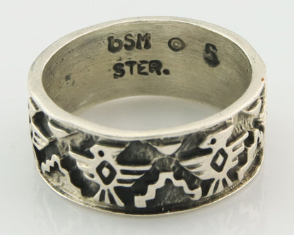 Navajo Band Ring Sterling Silver Vintage Authentic Signed BSM Size 5.0