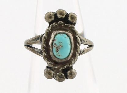 Navajo Ring 925 Silver Natural Blue Turquoise Native American Artist C.1980's