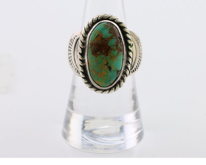 Navajo Ring 925 Silver Natural Turquoise Signed M Montoya Size 7.5 C.80's