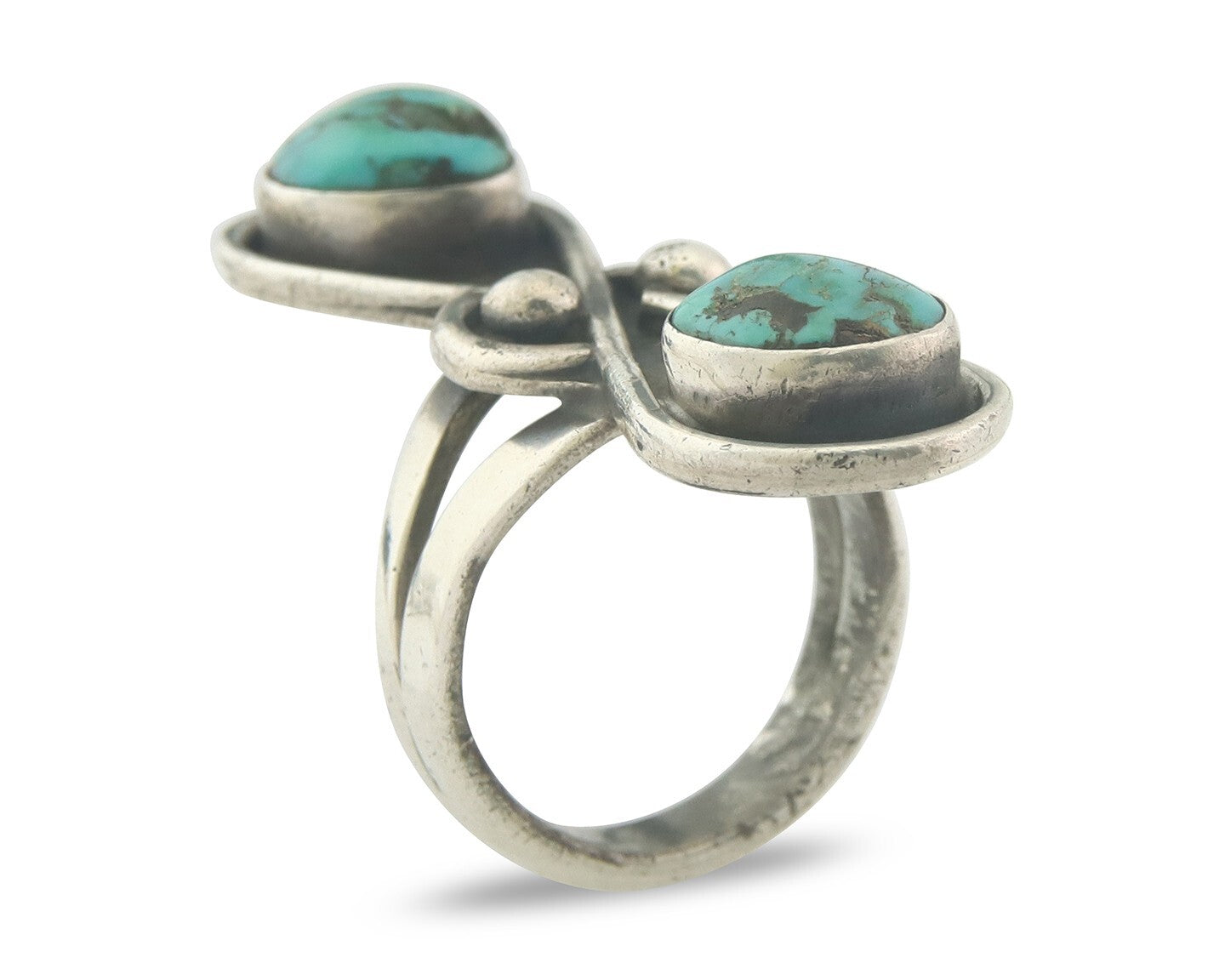 Vintage Navajo Ring 925 Sterling Authentic Traditional Turquoise Size 6.5