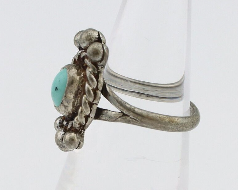 Navajo Ring 925 Silver Natural Blue Turquoise Native American Artist C.1980's