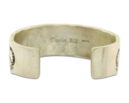 Navajo Bracelet 925 Silver Artist Signed Darin Bill Cuff C.80's