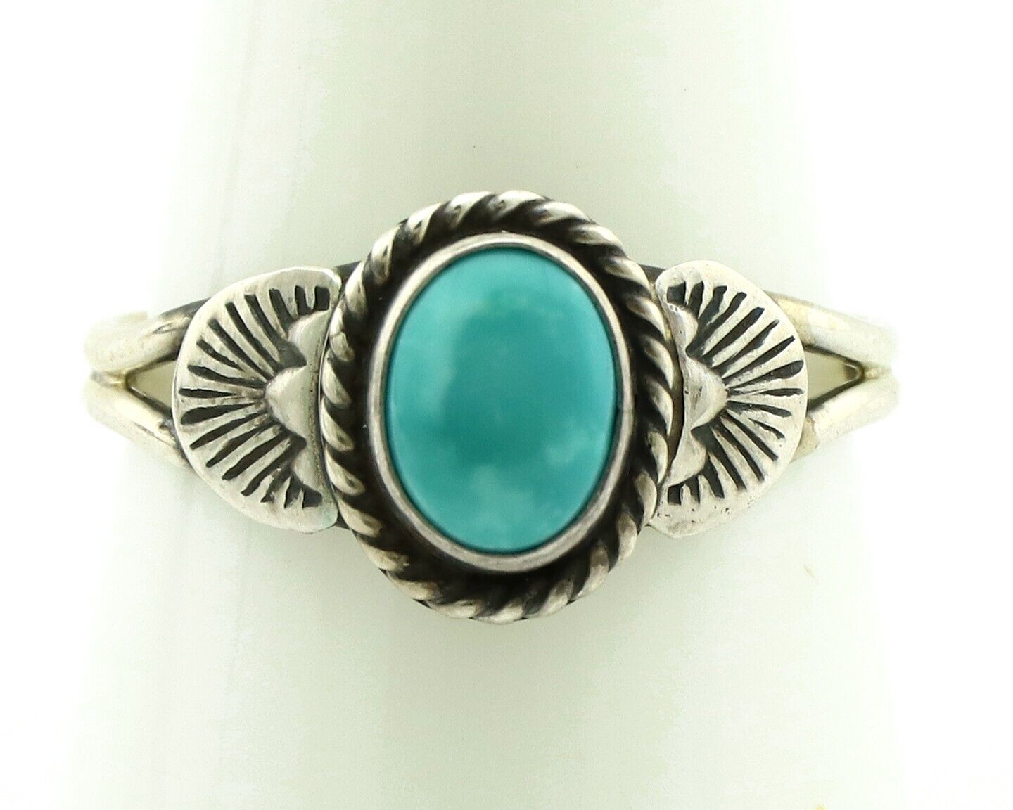 Navajo Ring 925 Silver Natural Blue Turquoise Native Artist C.80's
