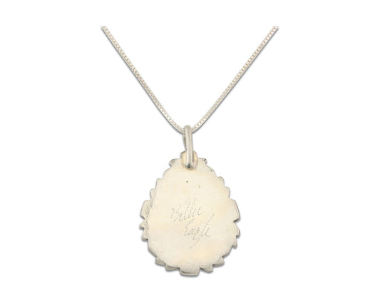 Navajo Sterling Silver Necklace Pink Muscle Authentic Vintage Sign Billie Eagle