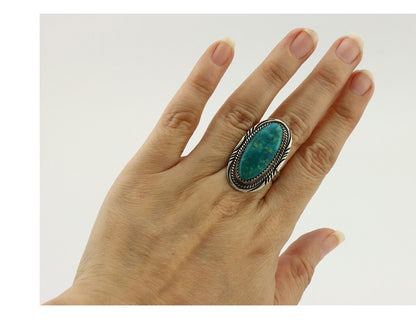 Navajo Ring 925 Silver Natural Blue Turquoise Artist Signed M Begay C.80's