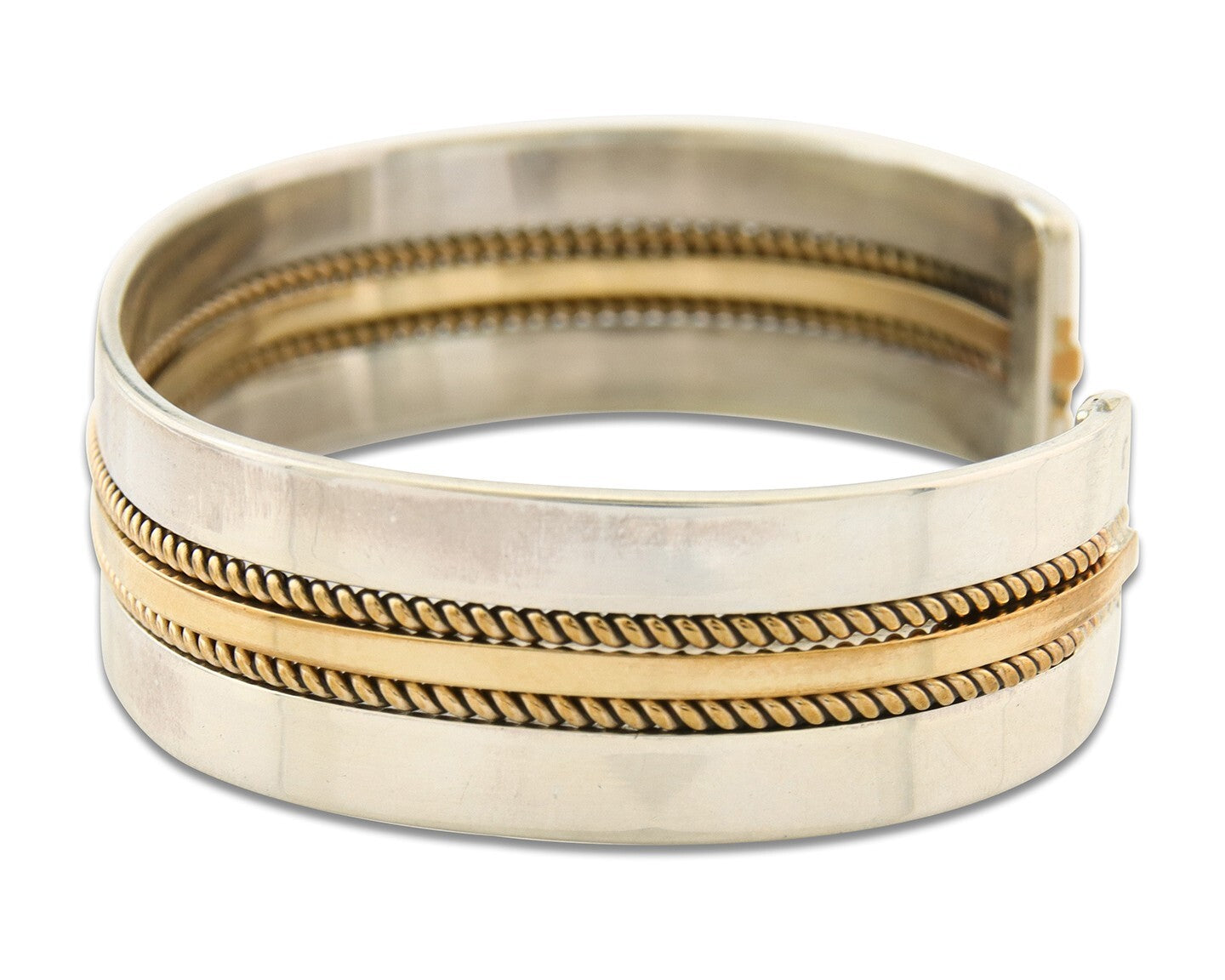 Navajo Bracelet 925 Silver Native American Handmade Yellow Gold Plated Cuff C80s