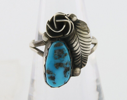 Navajo Ring 925 Silver Sleeping Beauty Turquoise Native American Artist C.80's