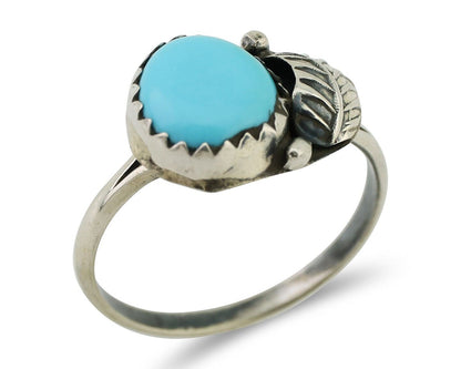 Navajo Ring 925 Silver Sleeping Beauty Turquoise Native American Artist C.80's