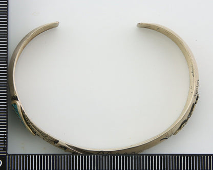 Navajo Bracelet 925 Silver Inlaid Turquoise Cuff Native American Artist C.80's