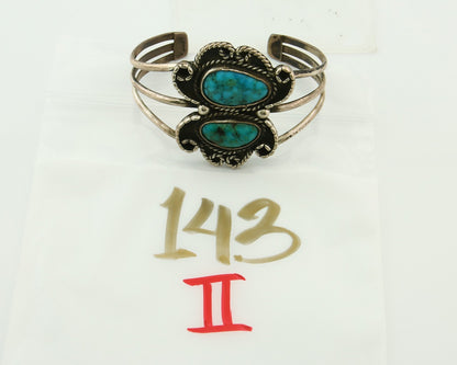 Vintage Navajo Bracelet 925 Silver Natural Blue Turquoise Native American Artist