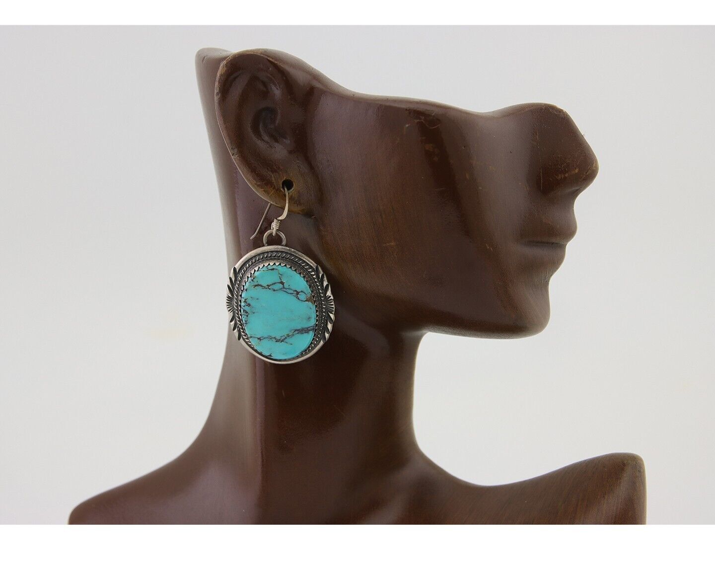 Navajo Dangle Earrings 925 Silver Natural Turquoise Artist Signed Mike Begay C80