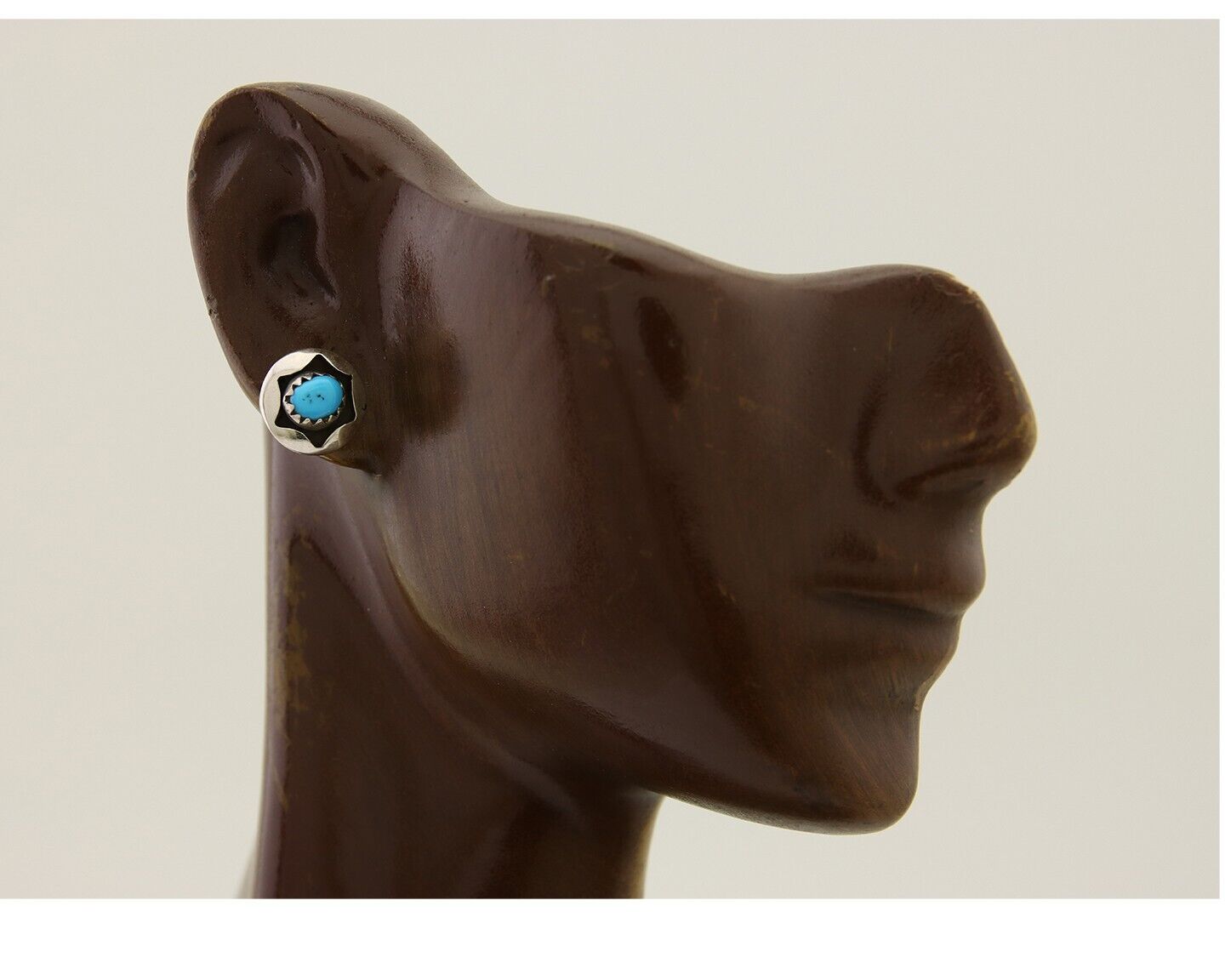 Navajo Handmade Earrings 925 Silver Natural Turquoise Native Artist C.80's