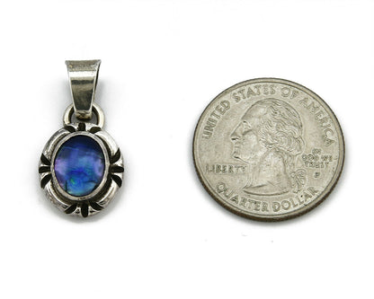 Navajo Hand Stamped Natural Mined Blue MOP in .925 SOLID Silver Pendant