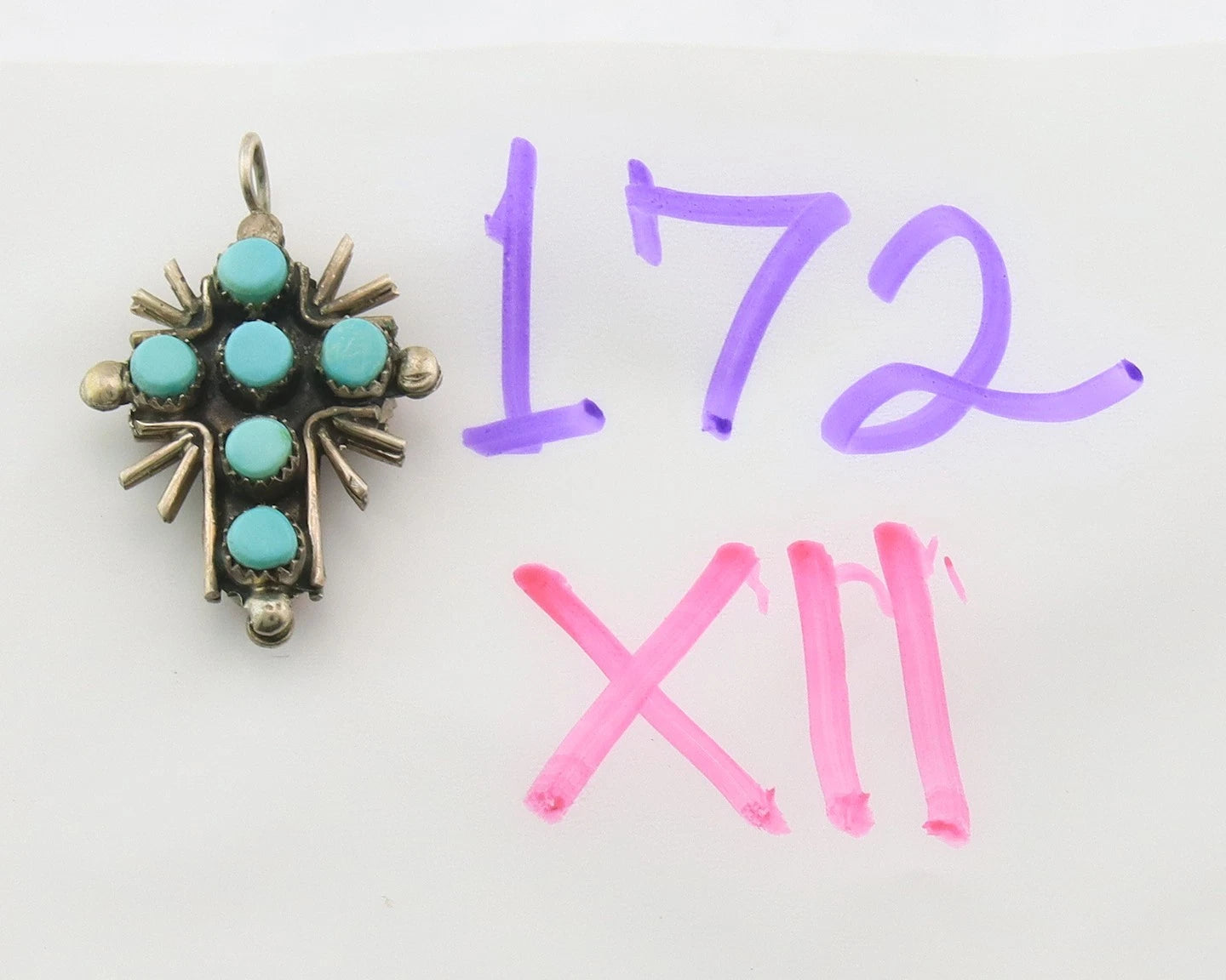 Navajo Cross Pendant Sterling Silver Natural Gemstones Vintage