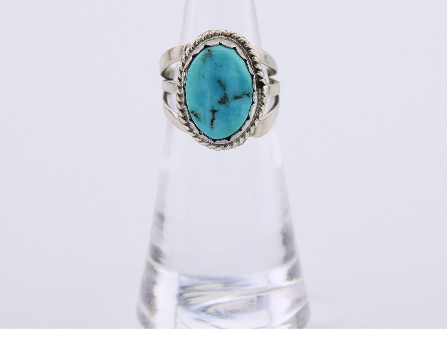 Navajo Handmade Ring 925 Silver Sleeping Beauty Turquoise Artist C.80's