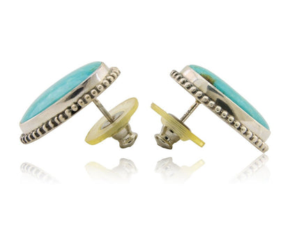 Navajo Dangle Earrings 925 Silver Blue Turquoise Signed Melissa Yazzie C.80's