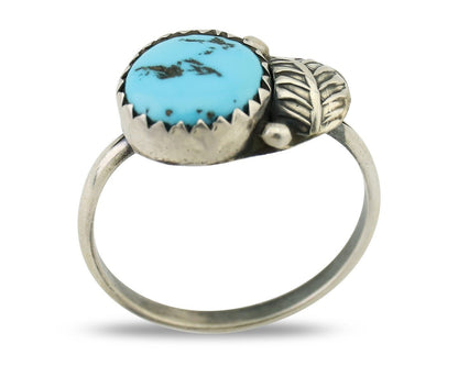 Navajo Ring 925 Silver Sleeping Beauty Turquoise Native American Artist C.80's