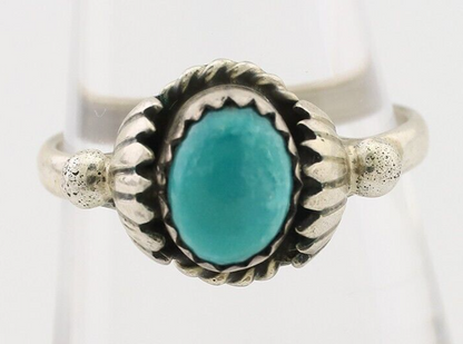 Navajo Ring 925 Silver Kingman Turquoise Native American Artist Made In 1985