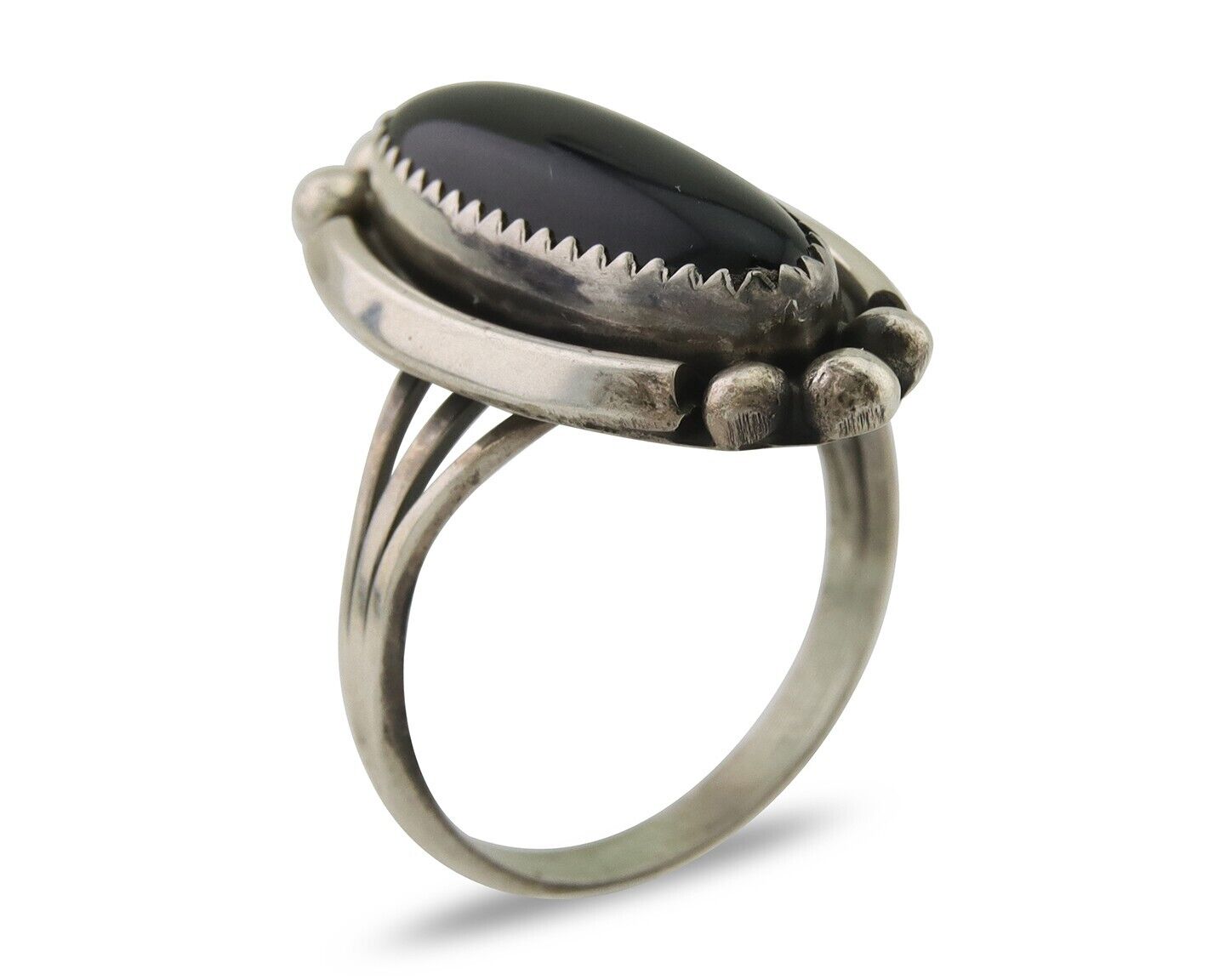 Navajo Handmade Ring 925 Silver Black Onyx Artist Signed SC C.80's