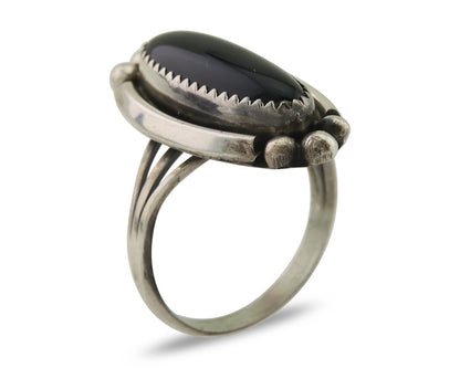 Navajo Handmade Ring 925 Silver Black Onyx Artist Signed SC C.80's