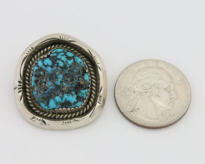 Navajo Pin 925 Silver Sea Foam Turquoise Artist Signed Hyson Craig C.80's