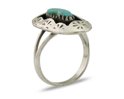 Navajo Ring 925 Silver Natural Blue Turquoise Native American Artist C.80's