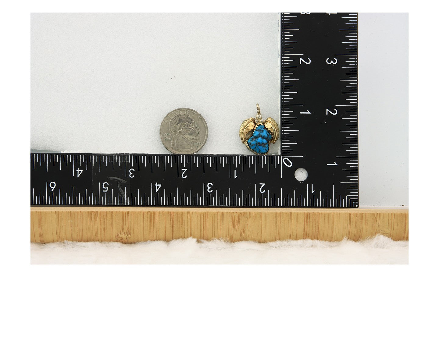 Navajo Pendant Sterling Silver & Gold Natural Blue Turquoise Authentic Native