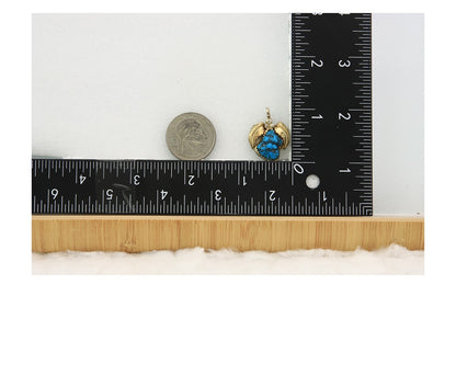 Navajo Pendant Sterling Silver & Gold Natural Blue Turquoise Authentic Native