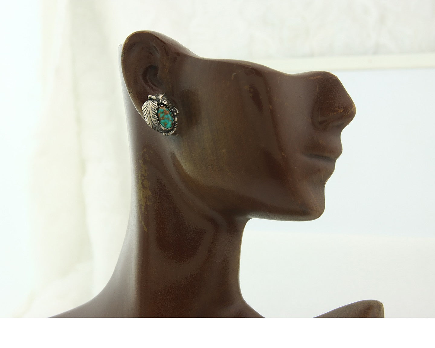 Navajo Earrings Sterling Silver Natural Turquoise Vintage Signed Tom Willeto