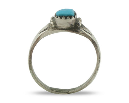 Navajo Ring .925 Silver Sleeping Beauty Turquoise Native American Artist C.80's