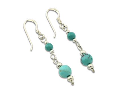 Navajo Earrings Sterling Silver Turquoise Vintage Dangle Handmade