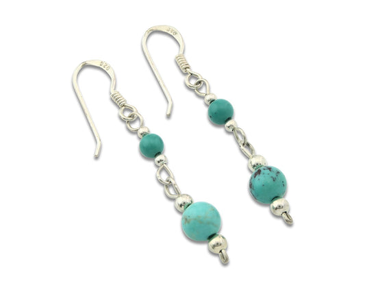 Navajo Earrings Sterling Silver Turquoise Vintage Dangle Handmade