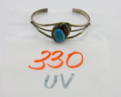 Navajo Bracelet 925 Silver Cuff Turquoise Handmade Native Artist C.80's