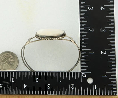 Navajo Cuff Bracelet Sterling Silver MOP Vintage Native Artist Handmade