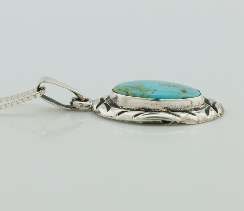 Navajo Necklace 925 Silver Kingman Turquoise Signed C Montoya C.80s