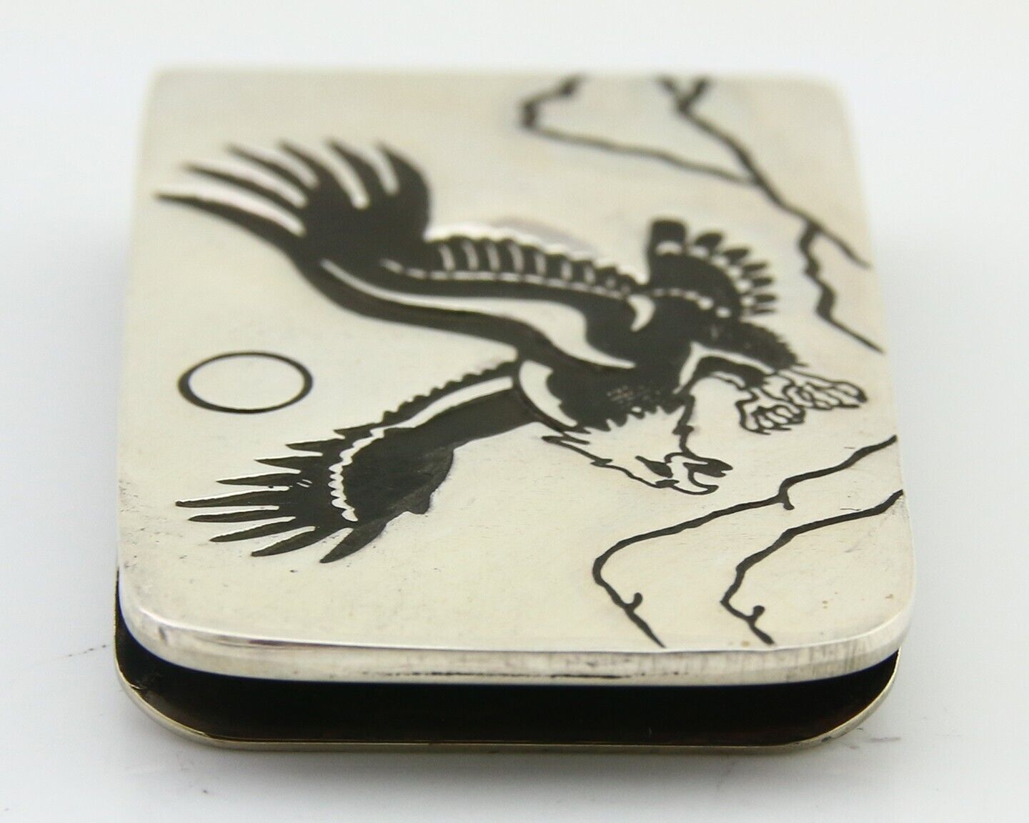 Navajo Eagle Money Clip .925 Silver & .999 Nickle Native American Artist C.80's