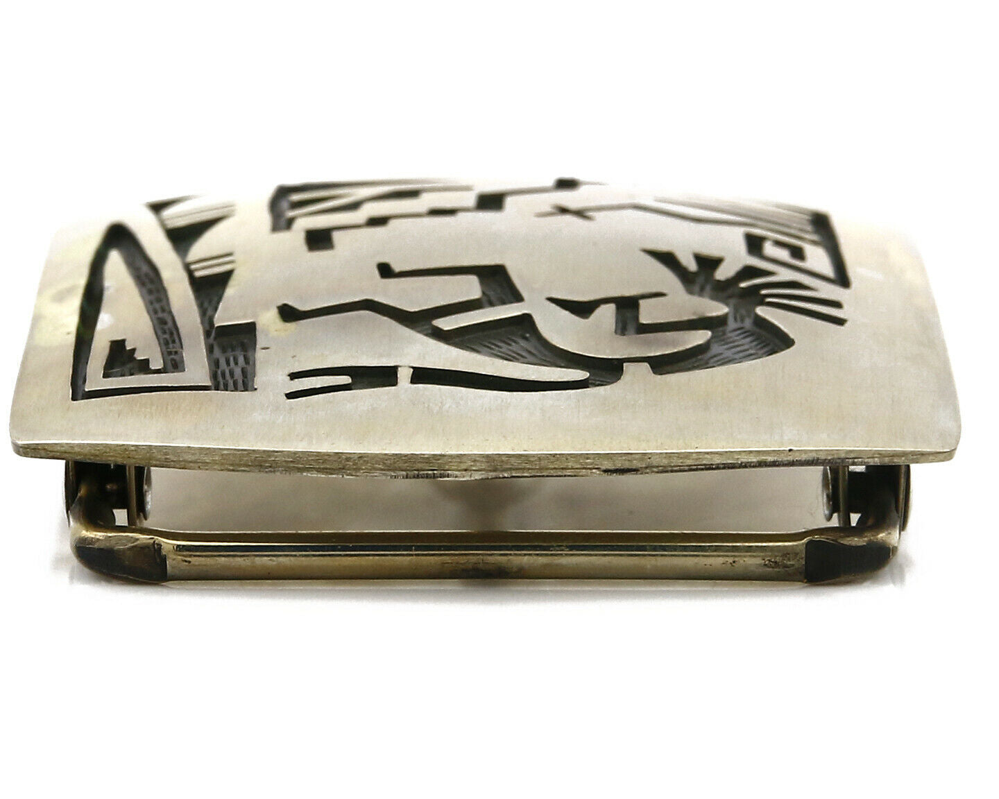 Navajo Belt Buckle .925 SOLID Sterling Silver Handmade Overlay Circa 1980's