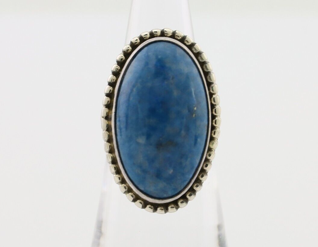 Navajo Handmade Ring 925 Silver Blue Denim Lapis Artist Signed M C.80's