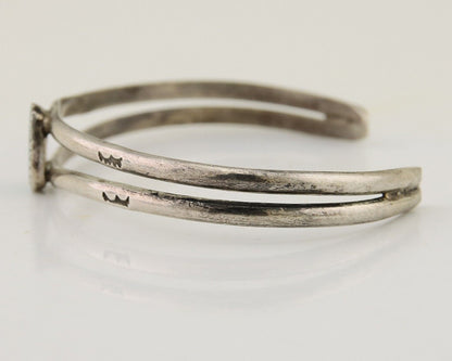 Navajo Hand Stamped Cuff Bracelet Turquoise 925 Silver Native American Artist