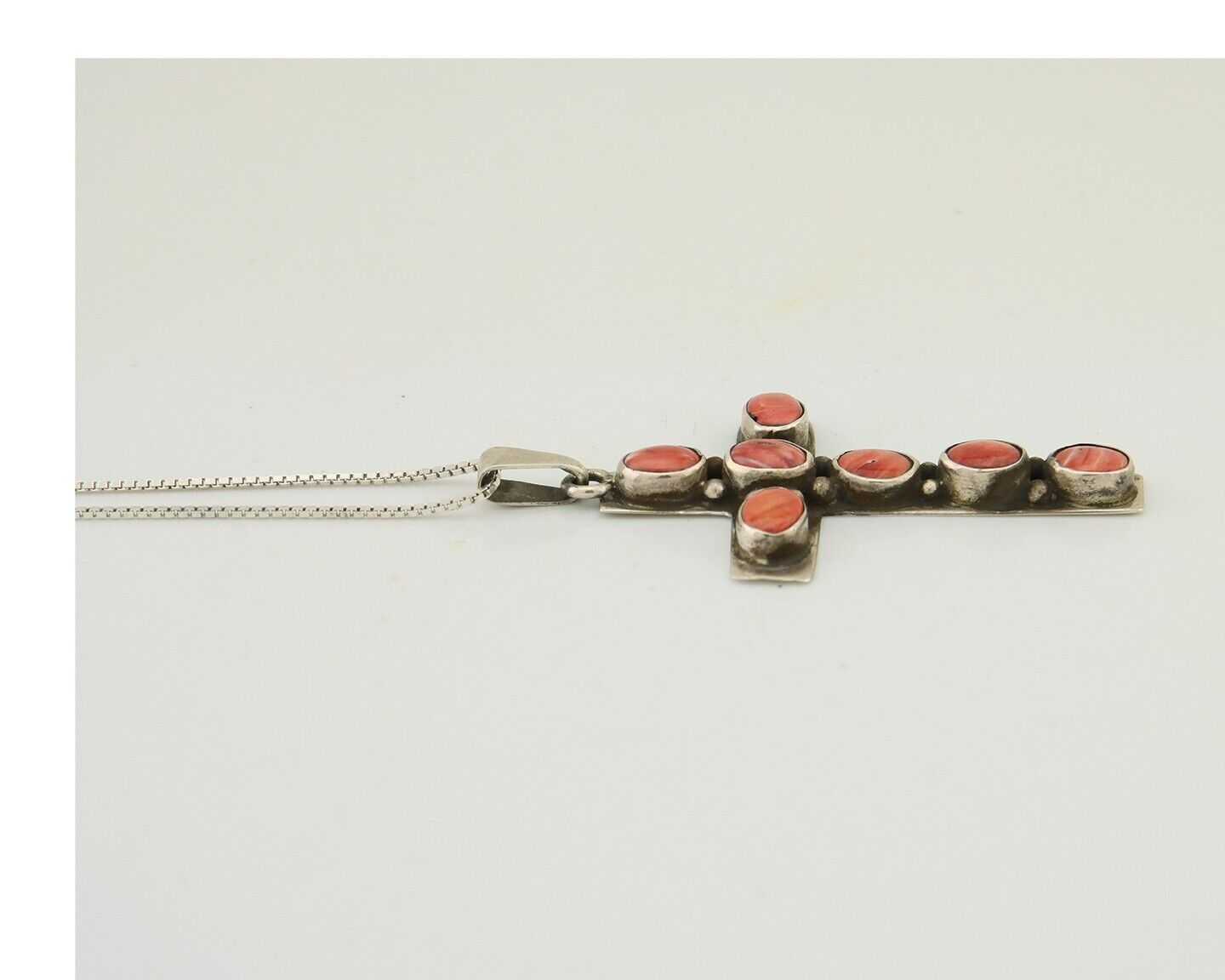 Navajo Cross Necklace 925 Silver Spiney Oyster Artist Signed C Montoya C.80's