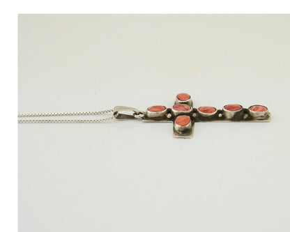 Navajo Cross Necklace 925 Silver Spiney Oyster Artist Signed C Montoya C.80's