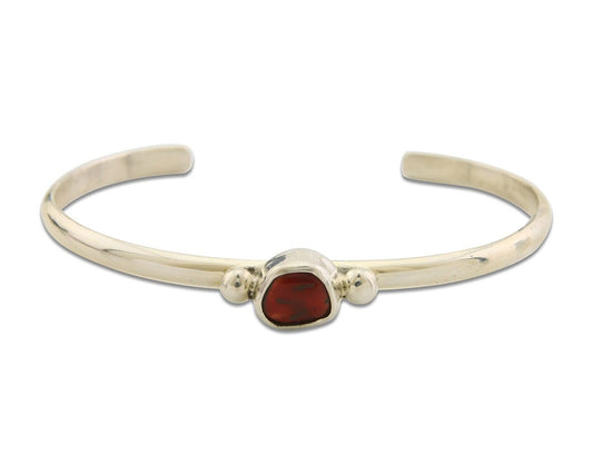 Navajo Bracelet .925 Silver Natural Red Coral Cuff Native American Artist C.80's